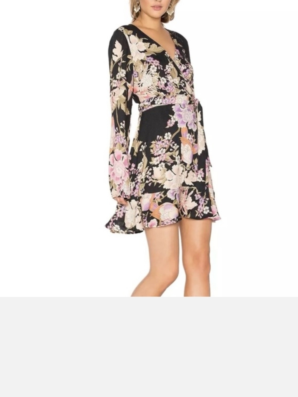Spell Black Floral Mini Dress with Pink, Cream & Lavender Accents